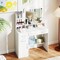 White Engineered Wood Vanity Table with Mirror and Storage Drawers Makeup Desk